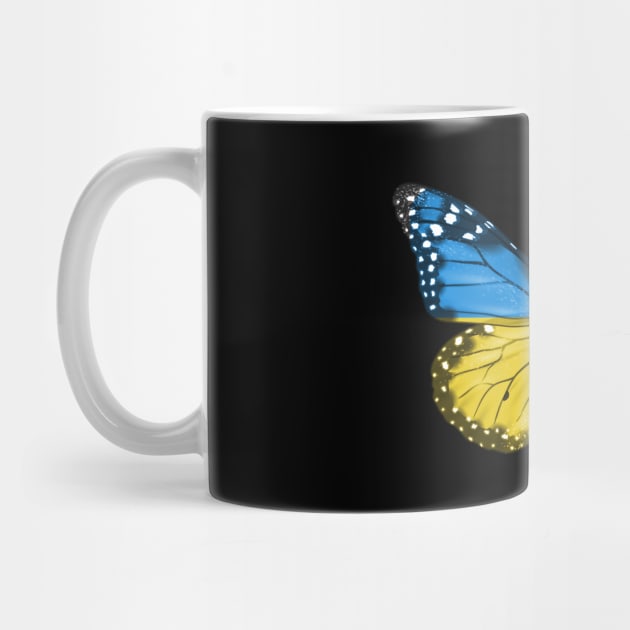 Ukrainian Flag  Butterfly - Gift for Ukrainian From Ukraine by Country Flags